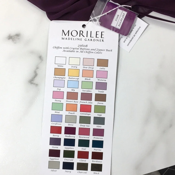 Morille Madeline Gardner Eggplant Purple Chiffon Long Gown Womens 4 Bridesmaid - Picture 8 of 13